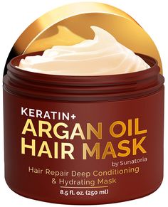 PRICES MAY VARY. Moroccan Argan Oil: This moisturizing hair mask features argan oil, a powerful ingredient for soft, shiny hair. The deep conditioning hair mask for damaged hair provides nourishing ingredients Hydrolyzed Keratin: Keratin in this keratin hair treatment mask strengthens hair and limits split end problems. The hair treatment masks deliver damage repairing molecules Deep Penetrating Vitamins: This deep hair conditioner for dry damaged hair also contains a mix of Omega 3, Omega 9, an Serum For Hair, Hair Split Ends, Moisturizing Hair Mask, Deep Hair Conditioner, Argan Oil Hair Mask, Oil Hair Mask, Deep Conditioning Hair Mask, Stop Hair Breakage, Conditioning Hair Mask