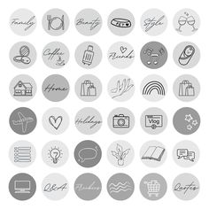 a collection of hand drawn icons