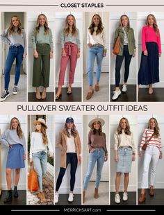 Pullover Sweaters Outfits, Fashion Mistakes Woman, Sweater Outfit Ideas, Pullovers Outfit, Color Combos Outfit, Mode Tips, Teaching Outfits, Fit And Flare Skirt