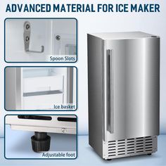 an ice maker is shown with instructions on how to use it and what to put in it