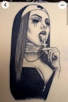 a pencil drawing of a woman brushing her teeth