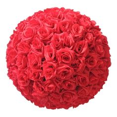 a large red rose ball on a white background