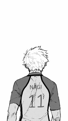 an anime character with white hair wearing a black and white shirt, standing in front of a