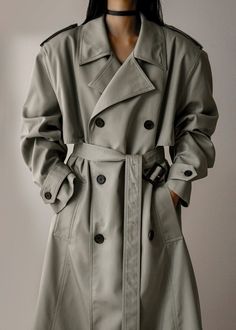 Eugene Trench Coat - Pale Khaki Coat The Frankie Shop Spring Gabardine Outerwear With Belt Loops, Spring Cotton Outerwear With Belt Loops, Classic Spring Outerwear With Belt Loops, Sewing Curtains Valance, The Frankie Shop, Frankie Shop, Double Breasted Trench Coat, Fancy Video, Buckle Belt