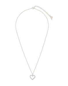 Silver Heart Pendant Necklace: Elegance in Every Detail Elevate your style with our stunning Sterling Silver Cubic Zirconia Outline Heart Pendant Necklace. This delicate piece features a beautifully crafted heart outline adorned with sparkling cubic zirconia stones, offering a blend of elegance and charm. Perfect for any occasion, this necklace adds a touch of sophistication to your everyday outfits or serves as a thoughtful gift for someone special. The design of this sterling silver heart pend Small Necklace Silver, Heart Pendant Necklace Silver, Heart Pendant Necklace Gold, Solid Gold Bracelet, Heart Outline, Small Necklace, Sterling Silver Heart Pendant, Studded Necklace, Silver Heart Pendant