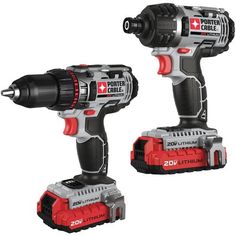 two cordless drillers are shown side by side, one is red and the other is black