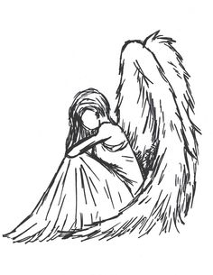 a drawing of an angel with wings