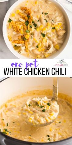 one pot white chicken chili with corn and cheese