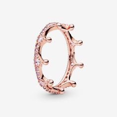 Pink Enchanted Crown Ring in Pandora Rose™ | Rose Gold | Pandora US Crown Wedding Ring, Silver Wedding Gifts, Crown Rings, Crown Ring Princess, Pandora Pink, Pandora Rose, Pink Crown, Style Royal, Princess Ring