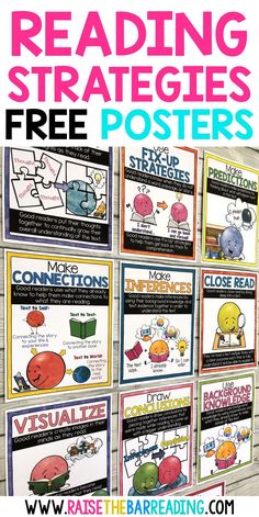 a poster with the words reading strategy and free posters