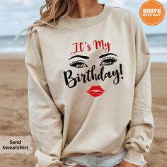 Our handmade Birthday sweatshirts are crafted from the highest quality materials for an ultra-soft and comfortable wear. Our trendy Birthday hoodies ship the same or next business day and are printed using an eco friendly water based ink that is not only safe for you but also safe for the environment! 💖  Bold and Bloom Co. offers trendy items for any occasion! Our shirts are crafted from the highest quality materials for ultra-soft and comfortable wear. Most importantly, all of our items are printed using the most advanced apparel printer to ensure vibrant colors and detailed graphics.  📝 PRODUCT DETAILS  - The sleeves are rolled up for display purposes only. -Here's what it says for the materials Materials:  Sweatshirts fabric: 50/50 cotton poly blend Unisex Short Sleeve fabric:  white, Long Sleeve Hoodie With Letter Print For Gift, Trendy Crew Neck Sweatshirt For Birthday, Birthday Long Sleeve Hoodie With Letter Print, Birthday Letter Print Long Sleeve Hoodie, Long Sleeve Hoodie With Letter Print For Birthday, Casual Long Sleeve Birthday Sweatshirt, Casual Cotton Hoodie For Birthday, Casual Cotton Sweatshirt For Birthday, Casual Graphic Print Sweatshirt For Birthday