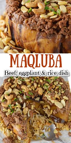 this is an image of a dessert with nuts on top and the words mauliba above it