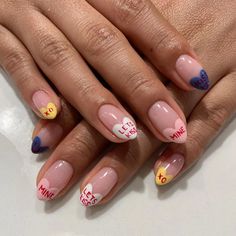 Romantic Nails, Heart Nail Art, Nail Candy, Rainbow Nails, Nails Short, Nail Arts, Valentine's Day Nails, Valentines Nails