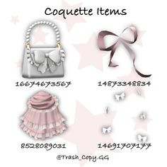 some items that are on top of a white sheet with pink bows and stars in the background