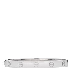 This is an authentic CARTIER 18K White Gold LOVE Bracelet 16. The bracelet is crafted of 18-karat white gold and features the signature engraved LOVE screw motif throughout the bangle. The bracelet also features the original Cartier screw system that enables the removal of the screws when opening the bangle. PLEASE NOTE: One screw is missing and will need to be replaced. White Gold Love Bracelet, Gold Love Bracelet, Love Bracelet, Love Bracelets, Cartier, Screw, Bangles, White Gold, Bracelet