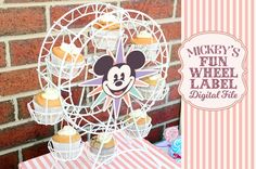 mickey's fun wheel label digital file for cupcakes and muffins