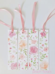 Pink Bookmark, Floral Bookmarks, Valentines Day Drawing, Jellyfish Craft, Tree Watercolor Painting