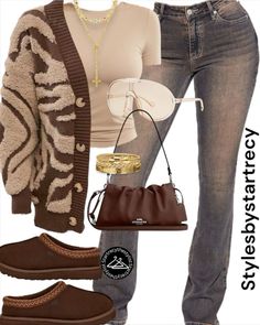 Brown Outfit Baddie, Brown Jeans Winter Outfit, Fall Outfit Collage, Brown And Tan Outfits, Fall Brown Outfits, School Outfit Inspo Casual, Cute Brown Outfits, Baddie Fashion Outfits, Fall Color Outfits