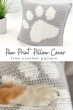 the paw print pillow cover is free crochet pattern and it's easy to make