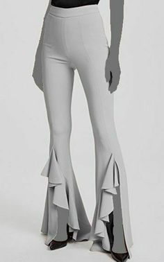 $1195 Cushnie Women's White High Waisted Ruffle Flare Leg Trousers Pants Size 0 Description Cushnie Et Ochs Ula Pants Flared Leg Split Leg Ruffle trim Stretch fabric Back zipper with hook & eye closure Viscose/elastane Machine wash Made in the USA About Us We sell only 100% authentic clothing from new with tags to gently used. We have a 100% authentic or money back guarantee on every item we sell. Items are listed daily so make sure to put us on your favorite! Most of our items come from a natio Ruffle Flare Pants, White Flare Pants Outfit, High Fashion Pants, Flair Pants Outfit, Victorian Pants, Furina Cosplay, Frill Pants, Medieval Pants, Pants Silhouette