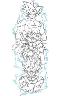 the dragon and gohan tattoo design is shown in blue ink on a white background