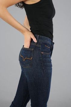 With an ultra-high rise and super wide flare leg, the Jennifer flatters all shapes and sizes. Our bestselling denim in a dark wash with hand-sanding whisker details, the Jennifer makes a statement in the saddle or the city streets. Kimes Ranch jeans have the longevity and durability you demand because we only source Ring Spun denim. Ring Spun denim has greater tensile/tear strength in the fabric form than Open End yarn found in other brands. Thus these jeans last 2-3 times longer. Kimes Ranch Jeans, Kimes Ranch, Family Brand, Kids Outerwear, Jeans Kids, Rubber Boots, Kids Boots, City Streets, Girls Jeans