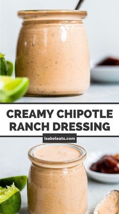 creamy chipotle ranch dressing in a mason jar