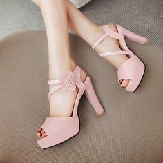 Gender: For Women Style: Fashion,KoreanOccasion: Casual,Party/Club,Office/CareerHeel Height: 10cmPlatform Height: 2.5cmSeason: Spring,Summer,Fall/Autumn,WinterPackage Contents: 1 x Shoes (Pair)Size Guide:28 = foot length 18.5-19cm (Foot width=6.5-7cm)29 = foot length 19-19.5cm (Foot width=7cm)30 = foot length 19.5-20cm (Foot width=7-7.5cm)31 = foot length 20-20.5cm (Foot width=7.5cm)32 = foot length 20.5-21cm (Foot width=7.5-8cm)33 = foot length 21-21.5cm (Foot width=8cm)34 = foot length 21.5-22 Heels With Heel Strap For Spring, Feminine Platform Sandals With Round Toe, Feminine Round Toe Platform Sandals, Pink High Heel Eva Sandals, Spring High Heel Eva Sandals, Spring High Heel Sandals, Feminine High Heel Platform Sandals, Feminine Open Toe Platform Heels, Feminine Spring Platform Sandals