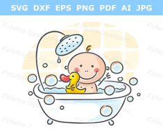 a baby in a bathtub with bubbles and a rubber duck