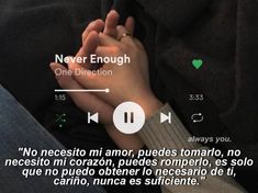 someone is holding their hands together with the words never enough in spanish and english above them