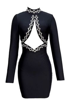 Elegant Bodycon Dress With Rhinestones, Backless Embellished Evening Dress For Night Out, Embellished Backless Evening Dress For Night Out, Elegant Bodycon Long Sleeve Dress For Party, Elegant Bodycon Long Sleeve Party Dress, Formal Embellished Long Sleeve Bodycon Dress, Elegant Long Sleeve Embellished Mini Dress, Fitted Embellished Backless Evening Dress, Long Sleeve Bodycon Cocktail Evening Dress