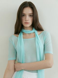 This is a trendy and casual top by REORG that is made out of high quality and sturdy material. With distinctive mood of the design and comfortable wear, you can style it for your casual daily outfit.- Loose neckline- Soft touch of wool and tencel blend fabric- Scarf included for various styling Trendy Spring T-shirt For Layering, Blue T-shirt For Summer Layering, Chic T-shirt For Layering In Spring, Chic T-shirt For Spring Layering, Trendy T-shirt For Spring Layering, Green T-shirt For Summer, Drawing Study, Fabric Scarf, Drawing Studies