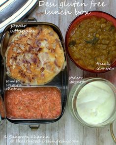 three different types of food in containers on a table