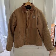 Vintage Tan Carhartt Jacket. Has Had Lots Of Use, As Noted In The Photos. Size Not Marked, But Fits Like A Women’s Large. Quilted, Heavy, Super Warm And Durable. Purchased For $250, I’ve Never Worn It. It Seems To Have Been Dry Cleaned Right Before I Bought It. Women’s Carhartt Jacket, Carhartt Winter Jacket, Carhartt Outfit Women, Cool Jackets Women, Carhartt Women Outfits Jackets, Carhartt Jacket Aesthetic, Womens Carhartt Coat, Carhartt Jacket Women, Carhartt Jacket Outfit Woman