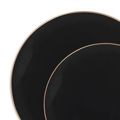 • 240-piece combo case: 120 dinner plates and 120 salad plates • Dinner plate SKU: 930BG • Dinner plate approx. outer diameter: 10 ¼" • Salad plate SKU: 937BG • Salad plate approx. outer diameter: 7 ½" • Color: Black with Gold Rim • Shape: Round • Material: Plastic • Disposable: One-time, single-party use • Recycling code: #6 PS Polystyrene • BPA-free: Yes Black Disposable Plates, Disposable Wedding Table Settings, Black Plastic Plates, Plastic Dinnerware Sets, Classic Plates, Wedding Party Table Decorations, Plastic Dinnerware, Wedding Party Table, Wedding Vision