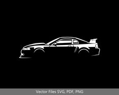 a black and white silhouette of a car on a dark background with the text, vector files svg, pdd, png