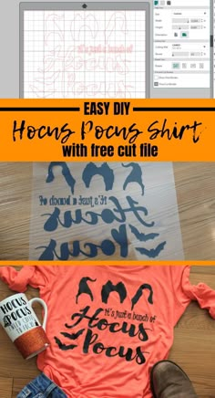 the screen is showing how to make an easy diy t - shirt with free cut file