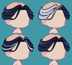 three different views of a man's head with hair in the shape of glasses