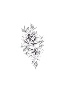 a black and white drawing of flowers