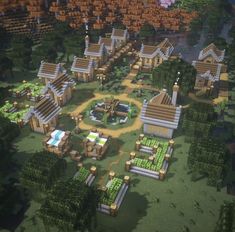 an aerial view of a village in minecraft