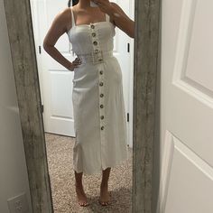 White Dress. Belt Not Included Chic Spring Midi Dress By Forever 21, Chic Summer Maxi Dress By Forever 21, Chic Forever 21 Maxi Dress For Summer, Chic Forever 21 Summer Maxi Dress, Forever 21 Sundress Midi Dress For Day Out, Chic Summer Midi Dress By Forever 21, Forever 21 Summer Midi Dress For Day Out, Forever 21 Sundress For Day Out, Chic Forever 21 Midi Dress For Vacation