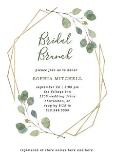 Eucalyptus Greenery | Geometric Bridal Brunch Invitation Baby Brunch Invitation, Modern Bridal Shower Invitations, Baby Brunch, Couples Bridal Shower, Couple Wedding Shower, Baby Sprinkle Invitations, Bridal Brunch Invitations, Sprinkle Invitations