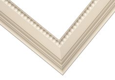 an empty white frame with beading around the edges