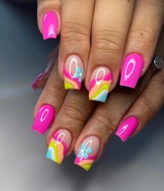 Disco Nails, Cowboy Nails, Pop Art Nails, Pedicure Designs Toenails, Acrylic Toe Nails, Manicure Nail Designs, Spring Acrylic Nails