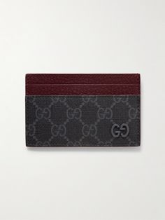 Part of the label's 'GG Supreme' collection, Gucci's cardholder is defined by the signature monogrammed motif printed on the coated-canvas exterior. It's been made in Italy from durable pebble-grain leather and embellished with a gunmetal-tone logo. Supreme Collection, Gucci Collection, Leather Cardholder, Card Holder Leather, Mr Porter, Porter, Card Holder, Grain, In Italy