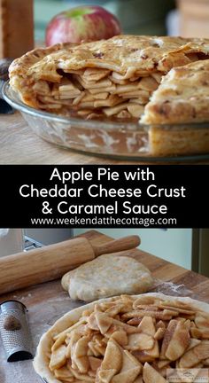 apple pie with cheddar cheese crust and caramel sauce