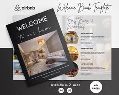 Airbnb Welcome Book Template Guidebook Template, Airbnb Welcome Book Template, Airbnb Welcome Book, Wifi Sign, Restaurant Names, Beach House Rental, Best Coffee Shop, Airbnb Host, Book Template