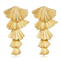 PRICES MAY VARY. 💖Gold Shell Earrings: These shell earrings are designed from simple shell shapes for stylish simplicity their eye-catching and add a charming and coastal flair to your ensemble. 💖Shell Drop Earrings Size: These seashell dangle earrings are approximately 1.85 inches in length, 0.79 inches in width, and weigh about 0.31 ounces.and Hypoallergenic Wear with confidence 💖Summer Beach Earrings:These seashells drop earrings for women will look great with many of your outfits on many Beach Wear Jewellery, Beach Earrings Summer, Summer Court, Beachy Earrings, Cowrie Shell Jewelry, Shell Jewellery, Earrings Beach, Seashell Earrings, Beach Earrings