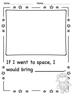 a printable worksheet for students to practice spelling and writing the word if i went to space, i would bring