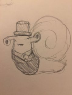 a drawing of a man in a top hat and tails with a mustache on his head